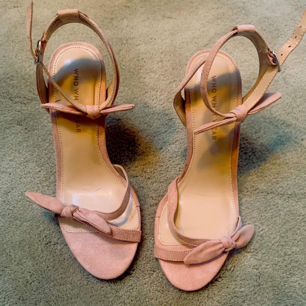 Who What Wear Soft pink open toe heels.